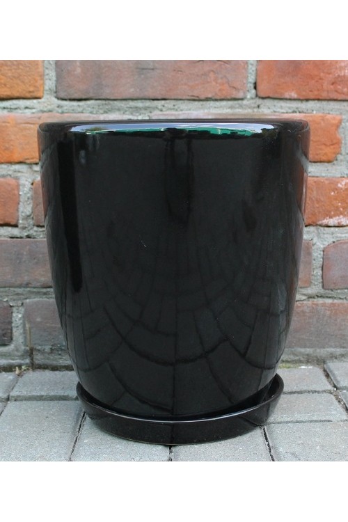 D Donica Junia wysoka czarna s/3 79993028 - 28x32 cm - doniczki-poznan.pl