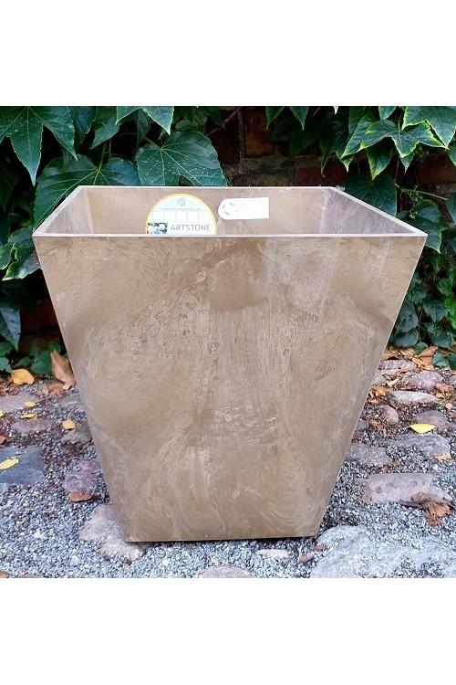 Donica kwadratowa jasnobrzowa Artstone Ella 9754 - 40x40x40 cm - doniczki-poznan.pl