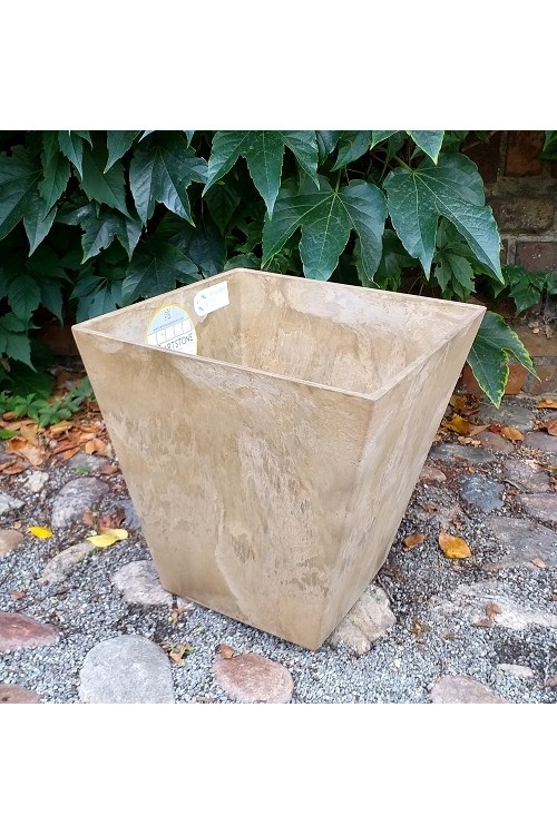 Donica kwadratowa jasnobrzowa Artstone Ella 9763 - 35x35x35 cm - doniczki-poznan.pl
