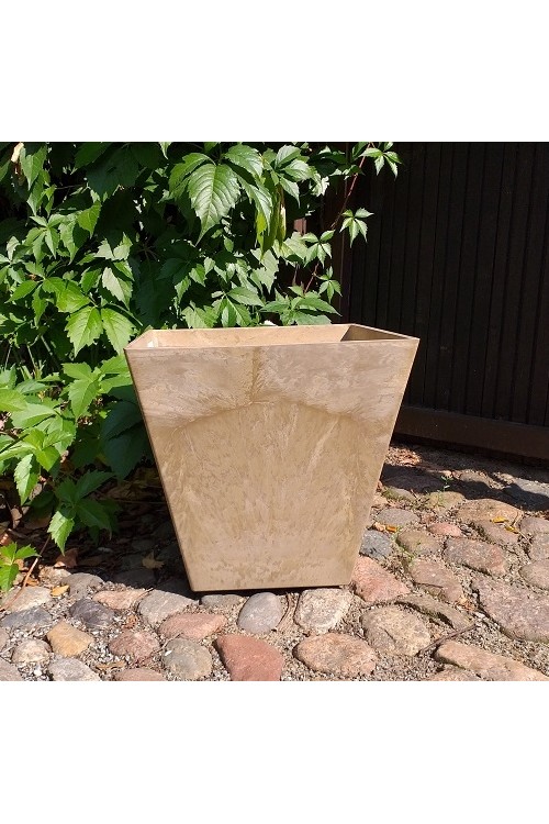 Donica kwadratowa jasnobrzowa Artstone Ella 9768 - 30x30x30 cm - doniczki-poznan.pl