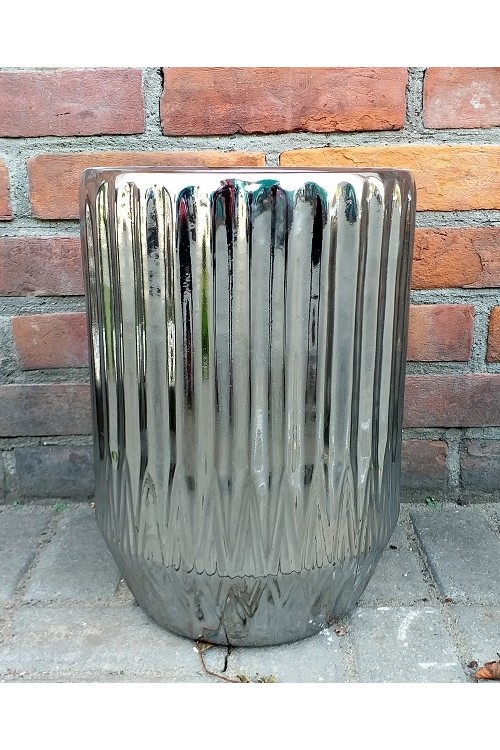 Donica Mirror Mood srebrna lustrzana  geometryczny wzór s/2 79992747 -  28x38 cm - doniczki-poznan.pl