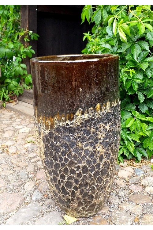Donica Pompei Vulcano wazon ze szkliwioną brązową górą s/1 79992700 - 35x64 cm - doniczki-poznan.pl