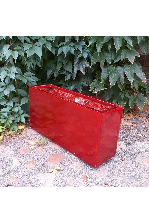 Donica prostokątna skrzynia czerwona z włókna szklanego 9369 - 60x18x30 cm - doniczki-poznan.pl