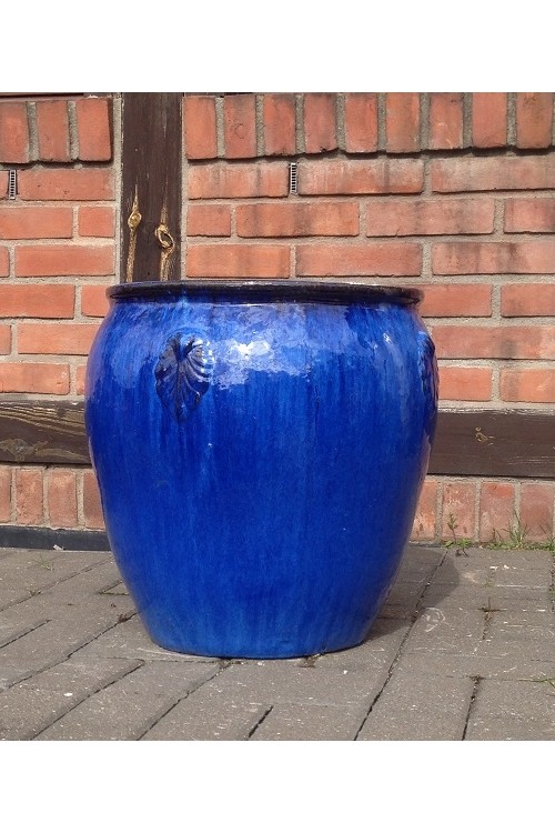 Donica szkliwiona dzban z ornamentem niebieski s/1 79991806 - 46x46 cm - doniczki-poznan.pl