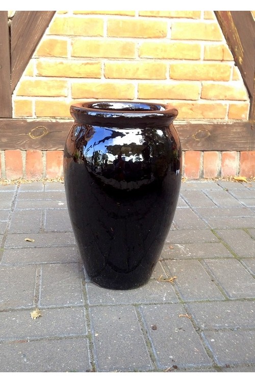 Donica wazon szkliwiony czarny s/1 79991591 - 27x40 cm - doniczki-poznan.pl