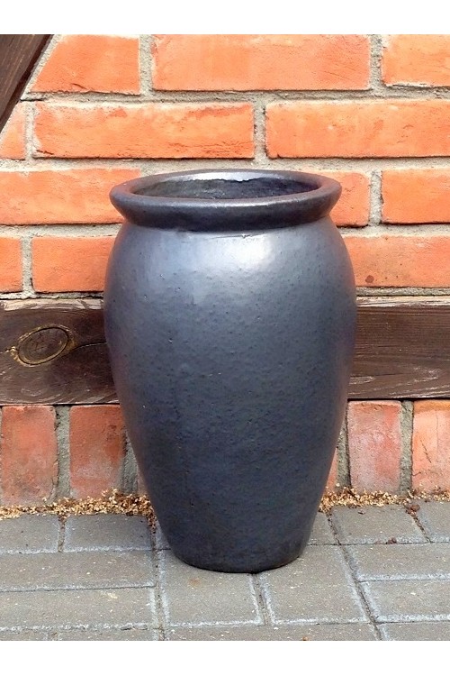 Donica wazon szkliwiony grafitowy s/2 6392 - 38x50 cm - doniczki-poznan.pl
