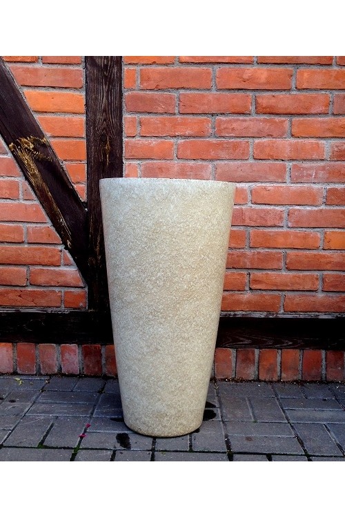 Donica wysoki wazon beżowy lakierowany imitacja kamienia 9400 - średnica 38 cm - doniczki-poznan.pl