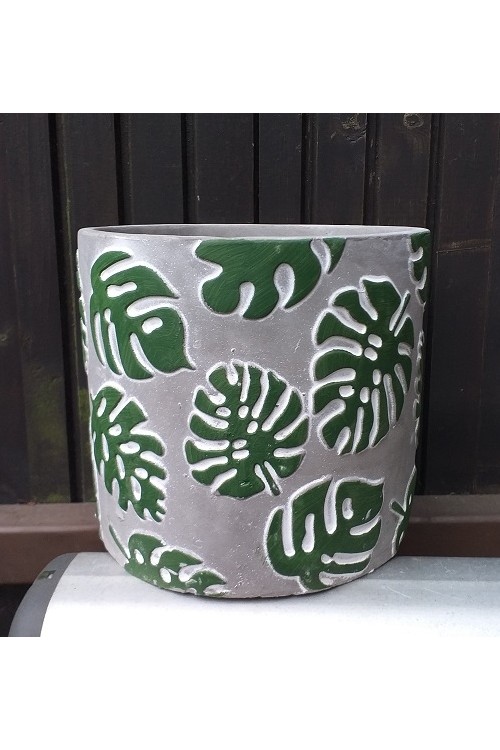 Doniczka Etno Monstera betonowy walec 25437 - 14x13 cm - doniczki-poznan.pl