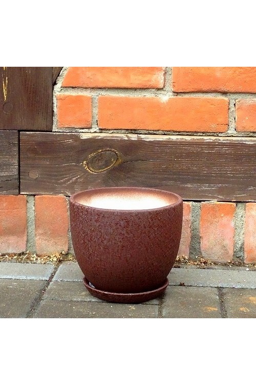 Doniczka Faktura okrga ciemnobrzowa s/1 79991949 - 13x12 cm - doniczki-poznan.pl