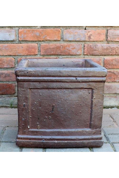 DW Donica kwadratowa Kos ciemny brz s/2 79994676 - 37x37x34 cm - doniczki-poznan.pl