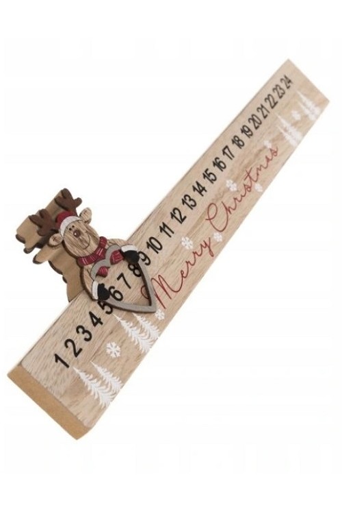 Kalendarz adwentowy drewniany Renifer 126108 - 40 x2 x10 cm