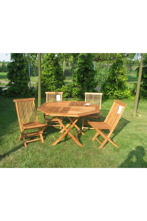 Komplet drewnianych mebli ogrodowych z drewna egzotycznego - stół + 4 krzesła 11458  - doniczki-poznan.pl