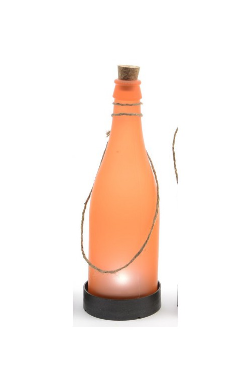 Lampa solarna ledowa wisząca w kształcie pomarańczowej butelki 13798 - 7,5x24 cm - doniczki-poznan.pl