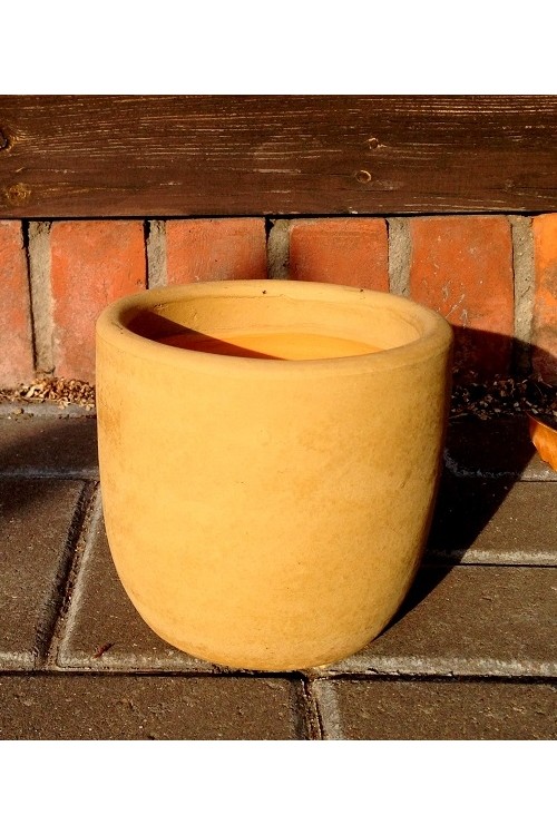 Osłonka ceramiczna matowa okrągła jasnobrązowa 6642 - średnica 14 cm - doniczki-poznan.pl