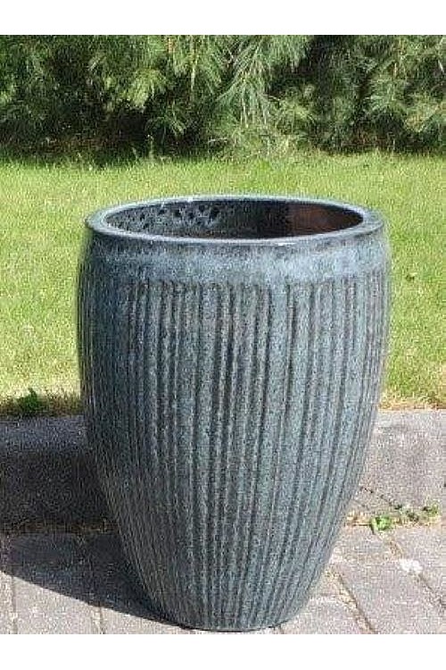 Wazon Vici pkaty ryflowany czarno-szare ctki s/1 79995438 - doniczki-poznan.pl