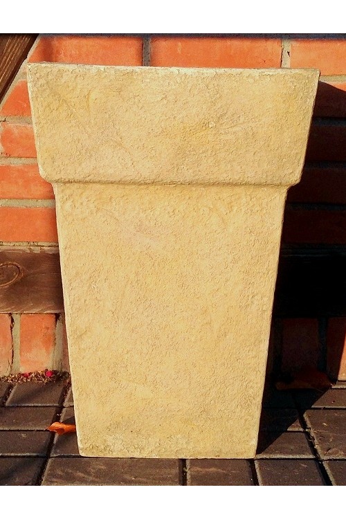 Wysoka kremowa donica prostokątna z rantem s/3 8116 - 48x48x70 cm - doniczki-poznan.pl
